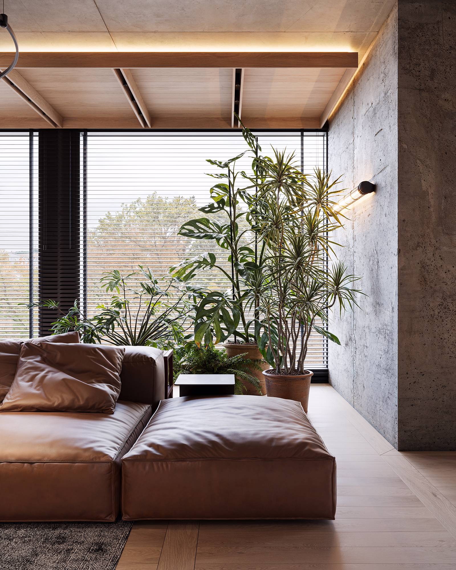 Hoft living room 3D render, view 2