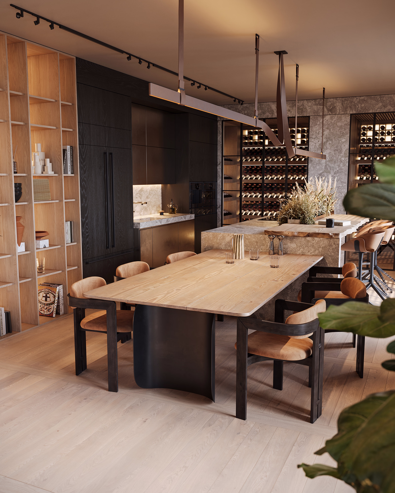 Hoft living room 3D render, view 4