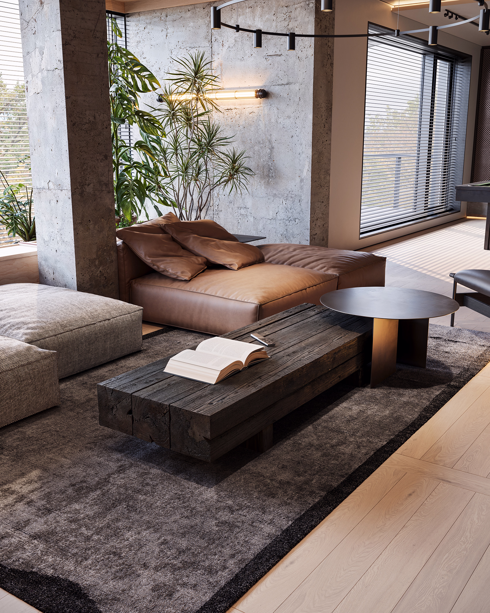 Hoft living room 3D render, view 5