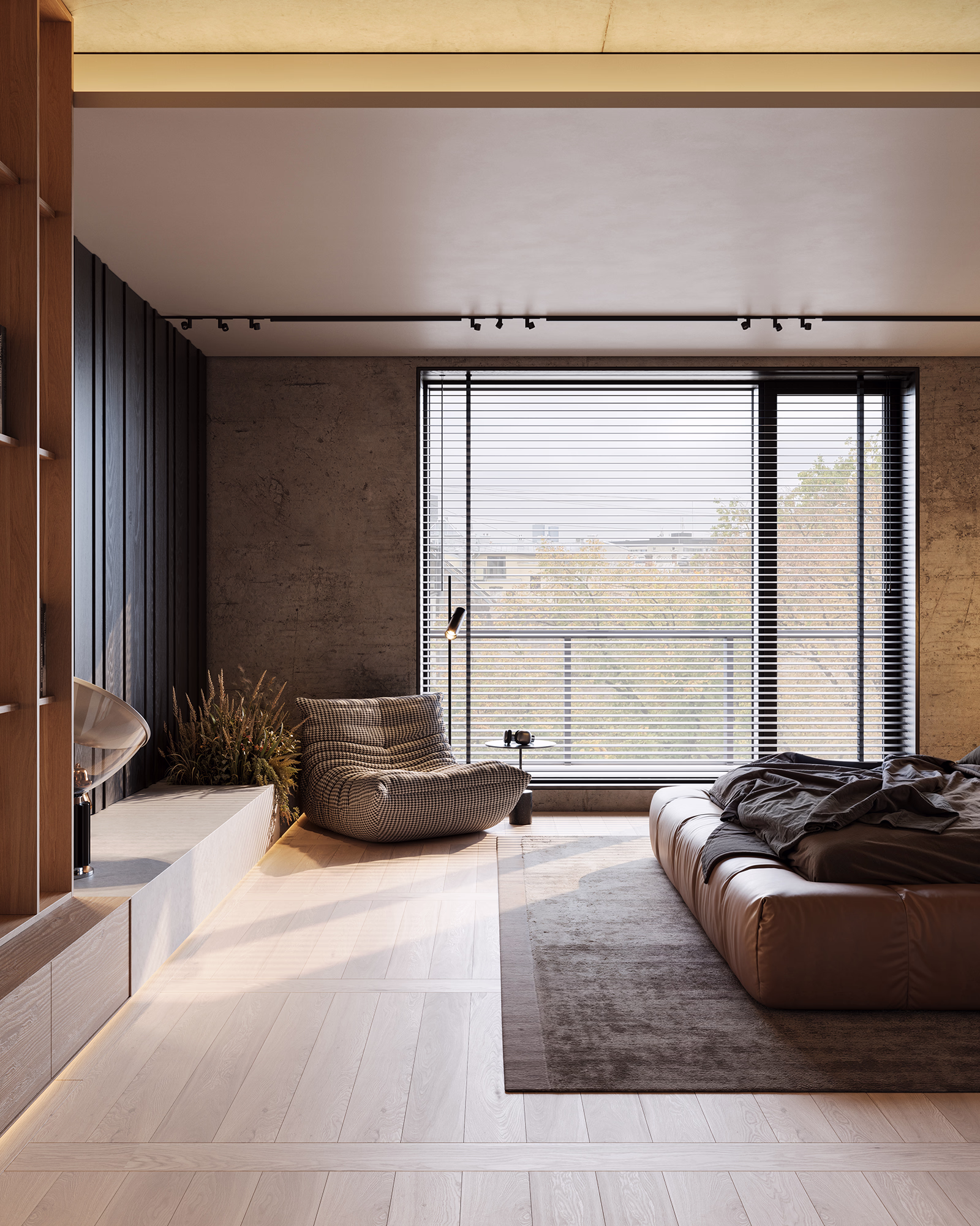 Hoft master bedroom 3D render, view 2